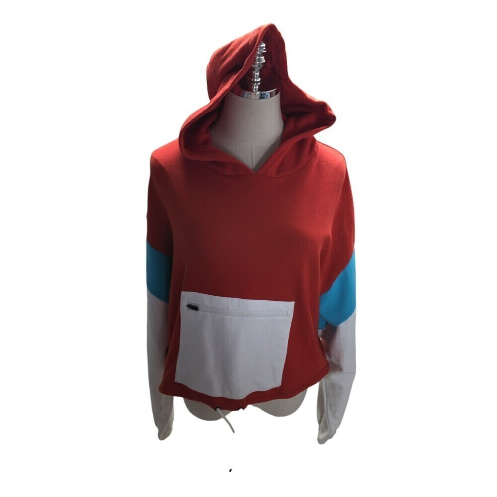 Kappa Hoodie Women's Size Medium Red Blue Sweatshirt Cropped Street Wear